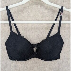 Victorias Secret Body by Victoria Black Lace Demi Bra 34C Wirefree